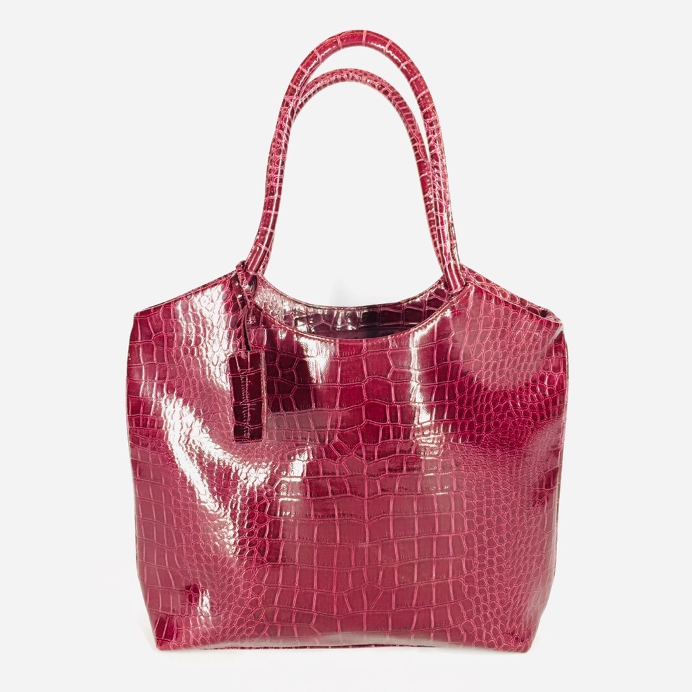 Neiman Marcus Burgundy Wine Crocodile Tote Bag